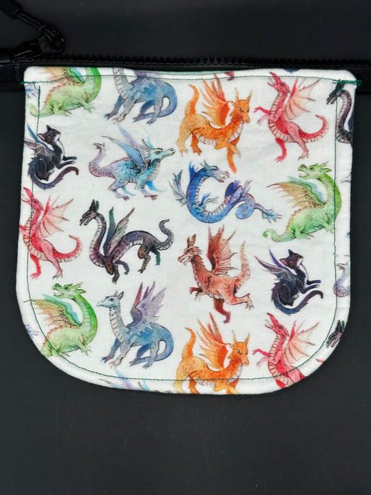 dragons - multiple colored on white background 7" purse flap