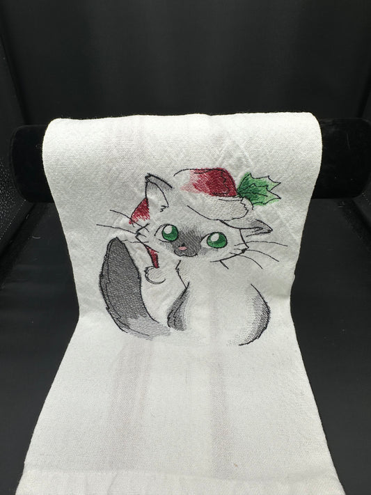 Kitty - Christmas outline towel