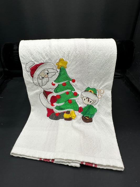 Santa & tree - mylar - towel