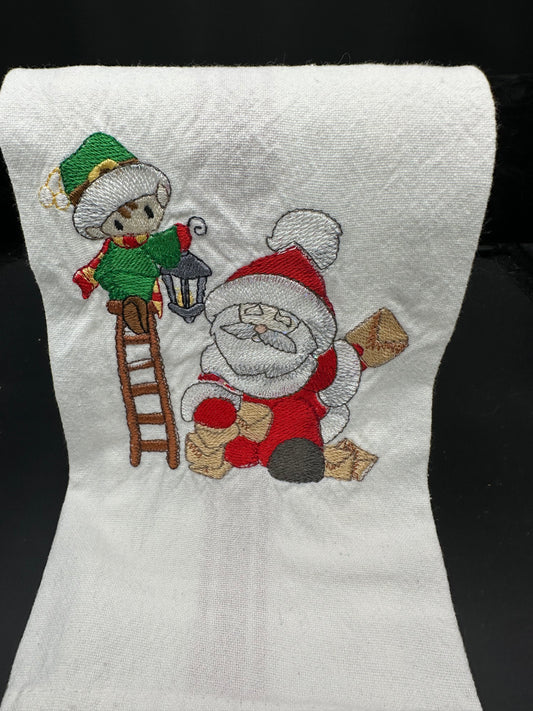 Santa & ladder - mylar - towel