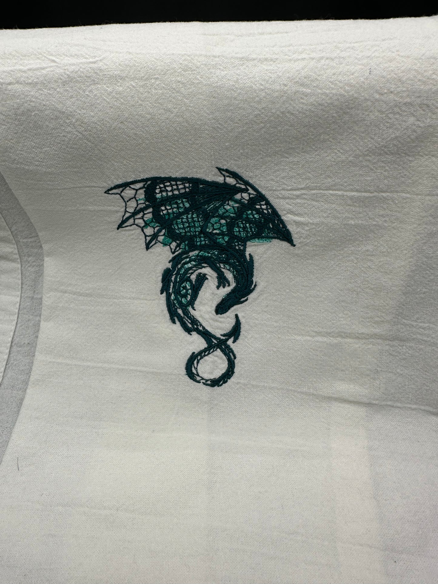 Greenish lace dragon towel