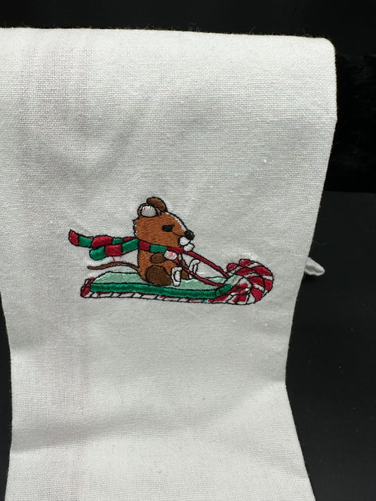 Mouse on sled towel