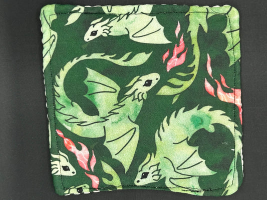 Green Dragons on dark green background