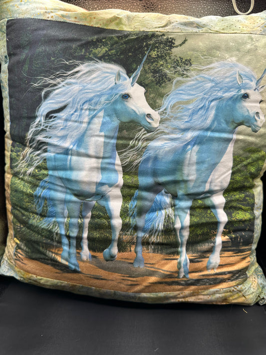 Unicorn pair with brown surround pillow