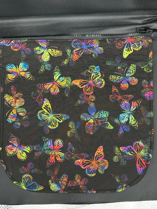 butterflies on black background - 12" purse flap
