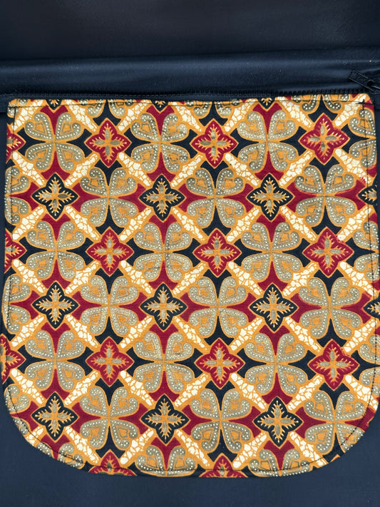 burgundy/gold pattern 12" purse flap