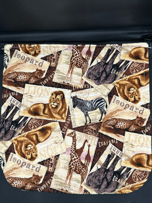 safari animals - names 12" purse flap