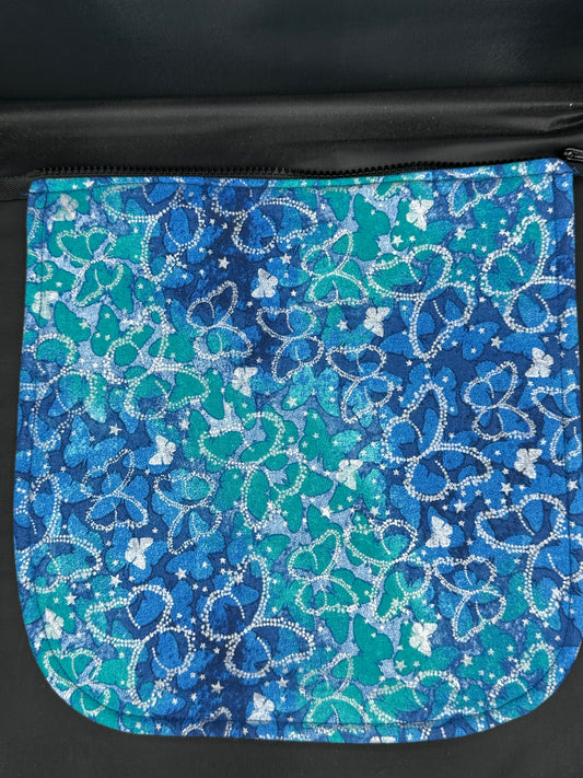 Butterflies on blue and green 12" purse flap