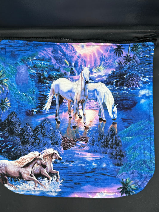 white horses - pair 12" purse flap