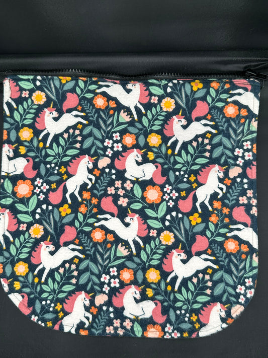 unicorn on flannel 12" purse flap