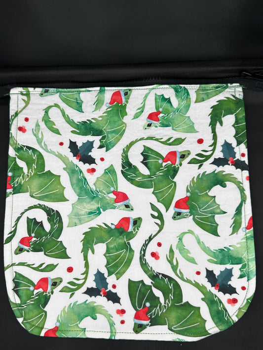 green Christmas dragons 12" purse flap