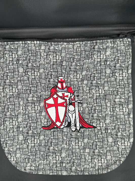 Embroidered Templar Knight 12" purse flap