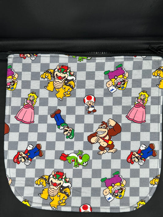 Mario - grey checked 12" purse flap