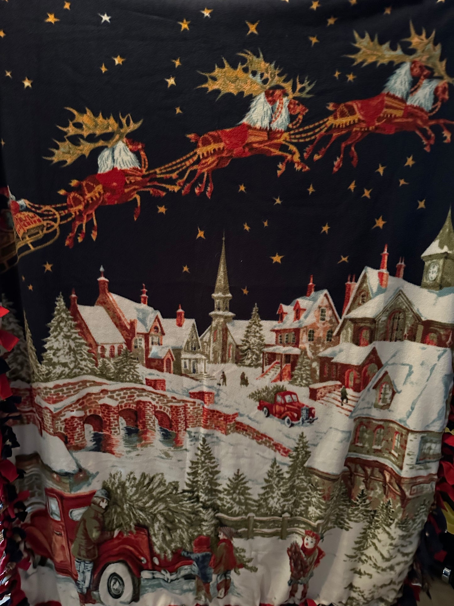 Santa scene fleece blanket
