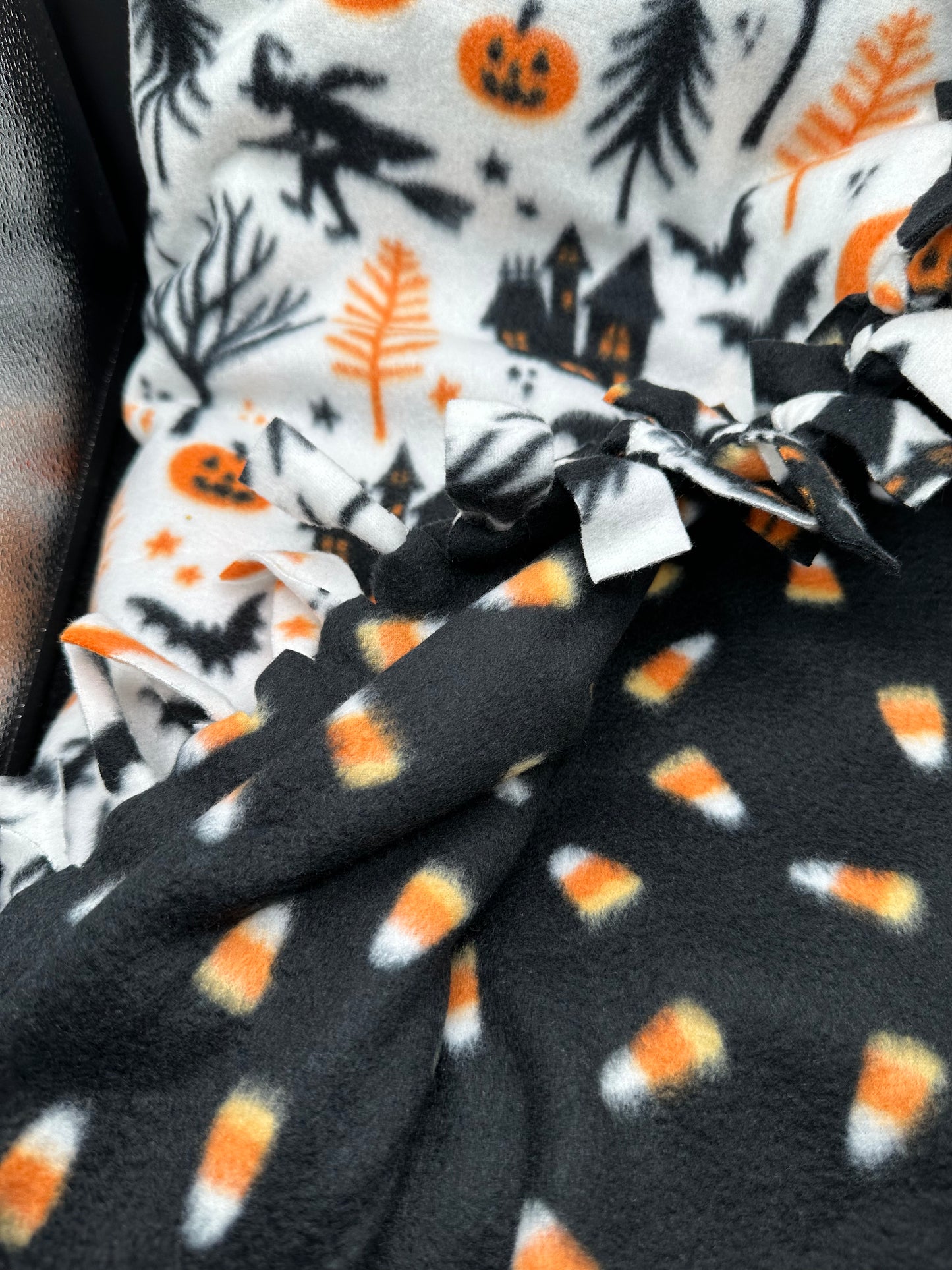 halloween - witches and candy corn fleece blanket