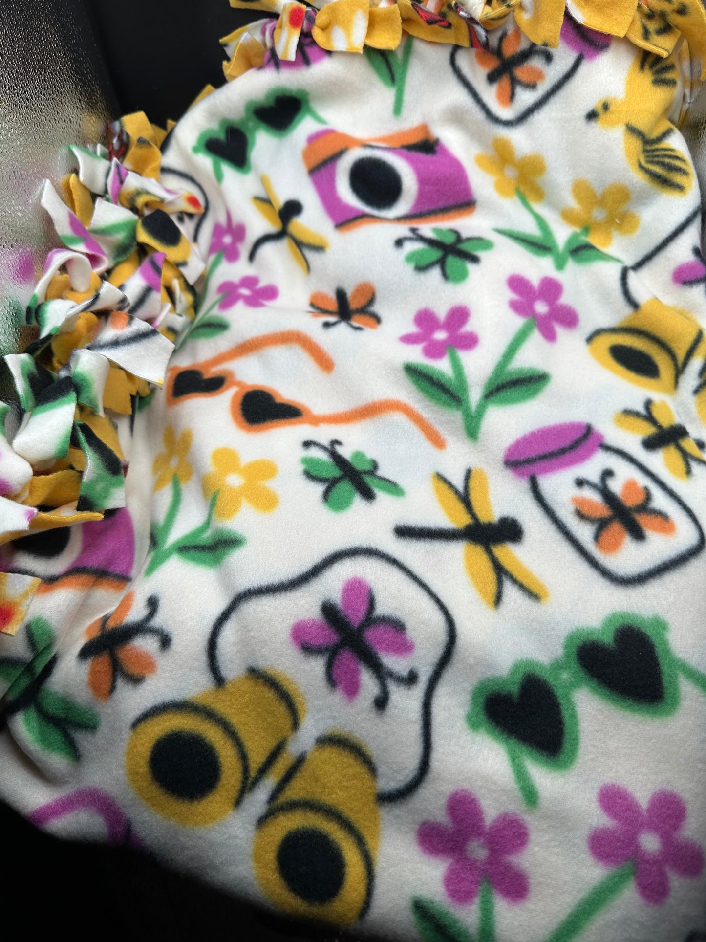 outdoors and lady bugs fleece blanket