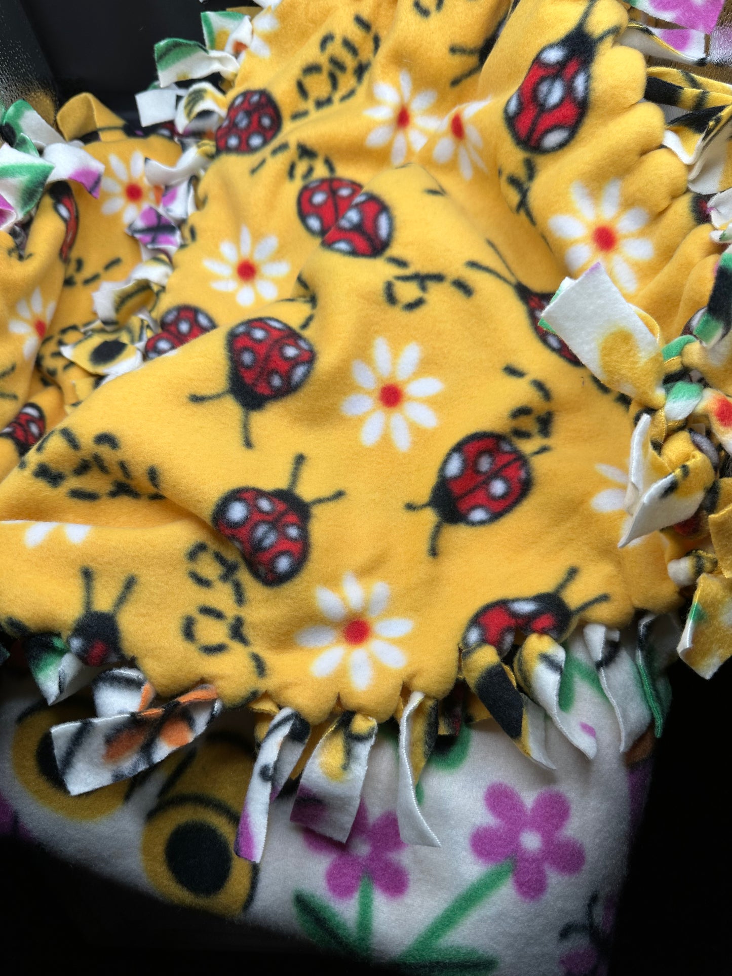 outdoors and lady bugs fleece blanket