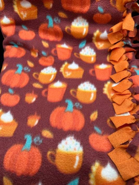 pumpkin and fall drink fleece blanket