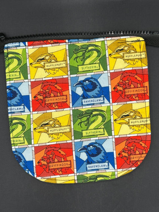 harry potter houses stained glass look 7" purse flap