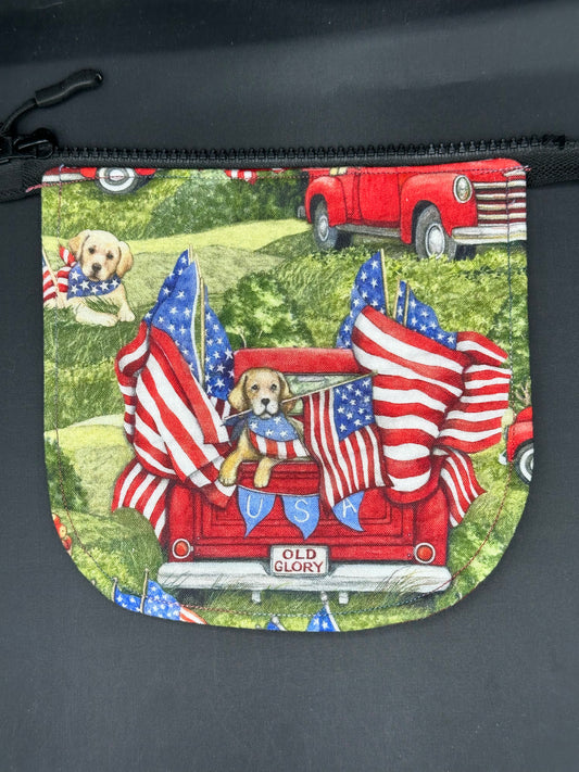 4th July dogs in pickup 7" purse flap
