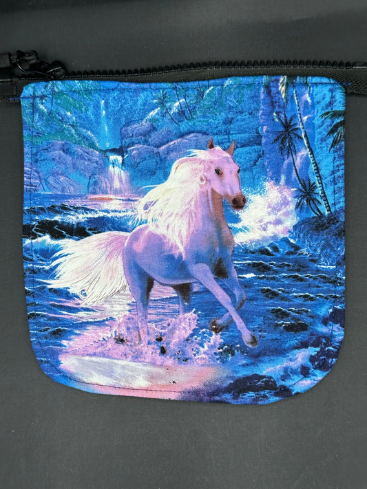 white horses 7" purse flap