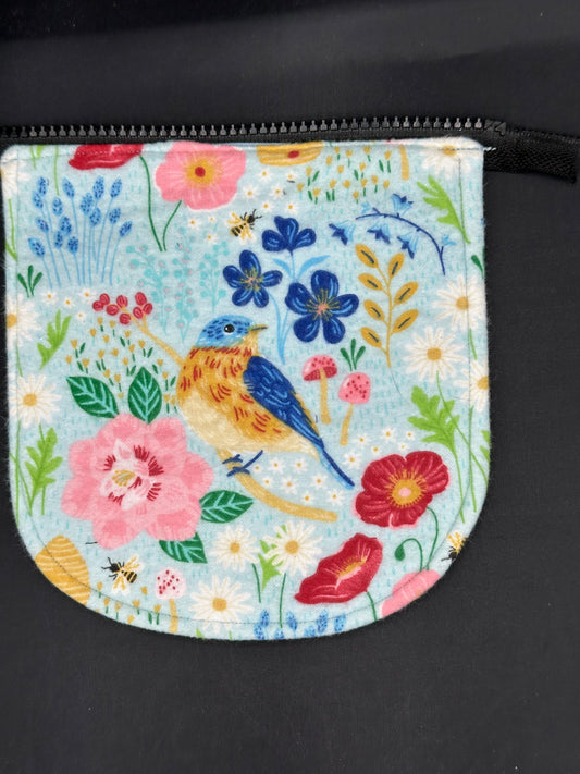 blue bird on flannel 7" purse flap