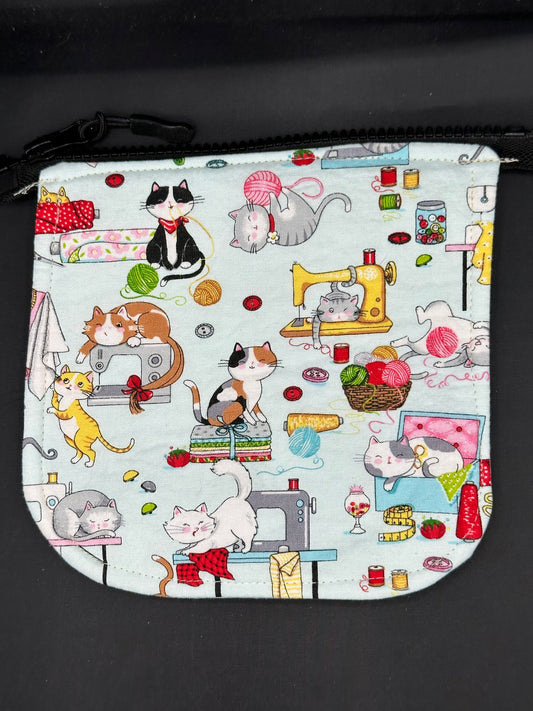 cats & sewing machines 7" purse flap