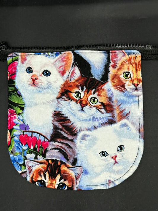 white cat montage 7" purse flap