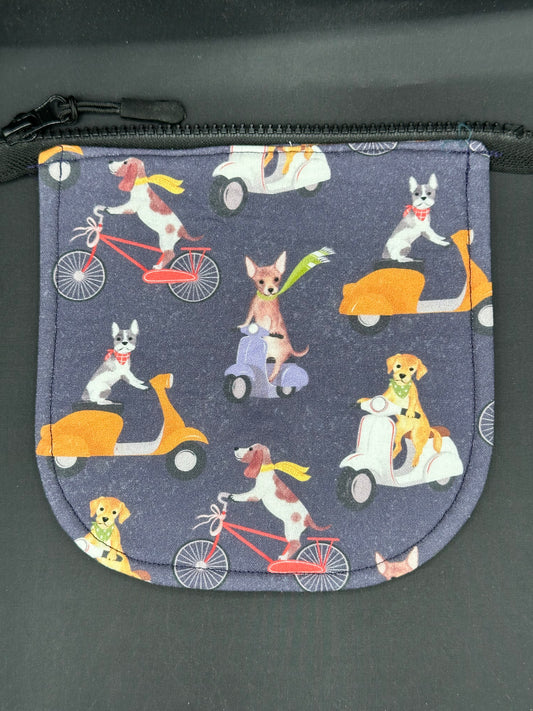 Dogs on scooters 7" purse flap