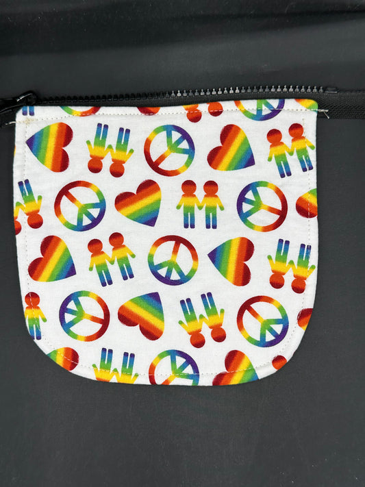 rainbow and peace symbols 7" purse flap