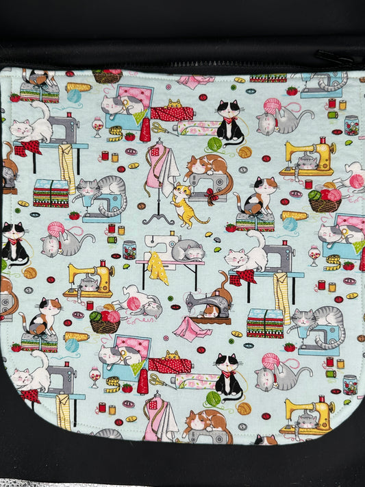 cats and sewing machines 12" purse flap