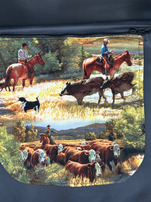 western scene 12" purse flap