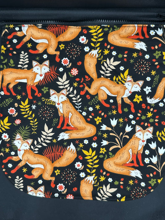 fox on black 12" purse flap