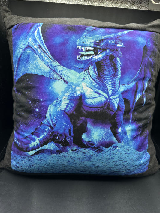 dragon blue fire pillow