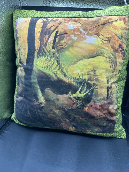 Dragon green trees pillow