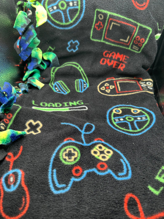 black gaming controller fleece blanket