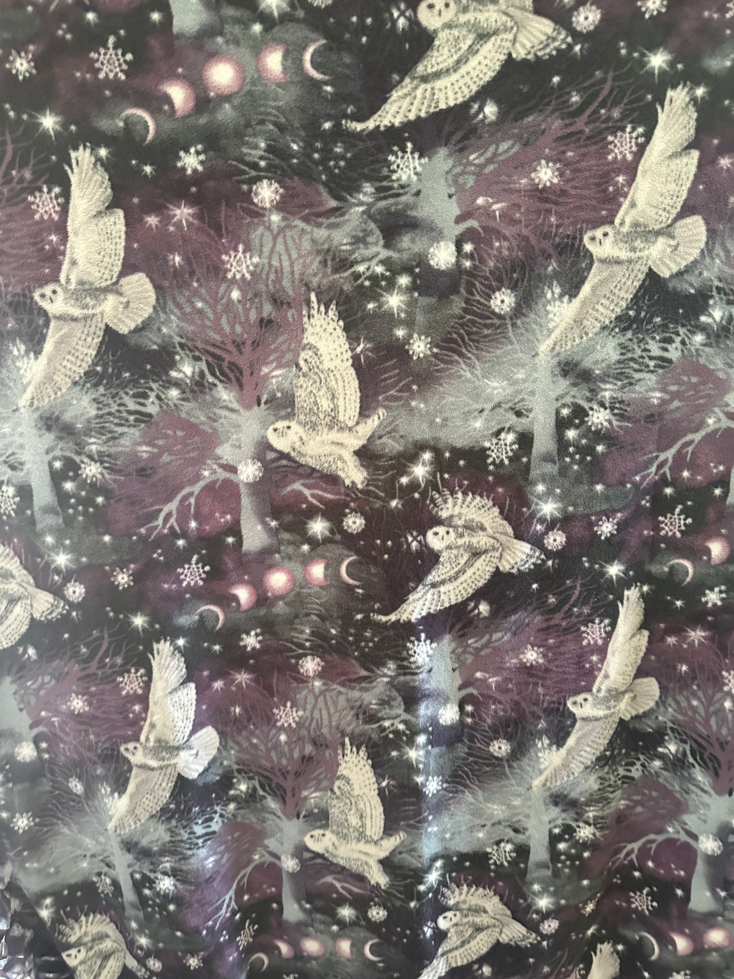 Snow owls on fleece blanket