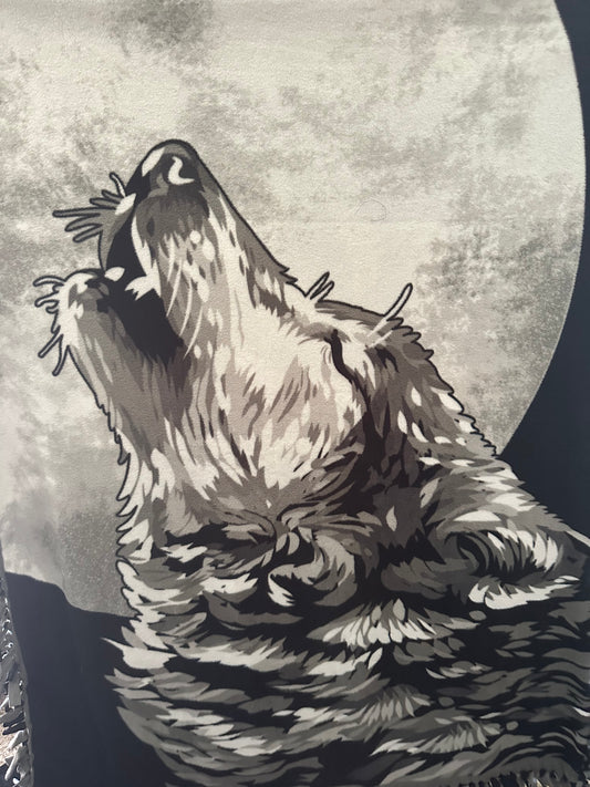 wolf head silhouette fleece blanket