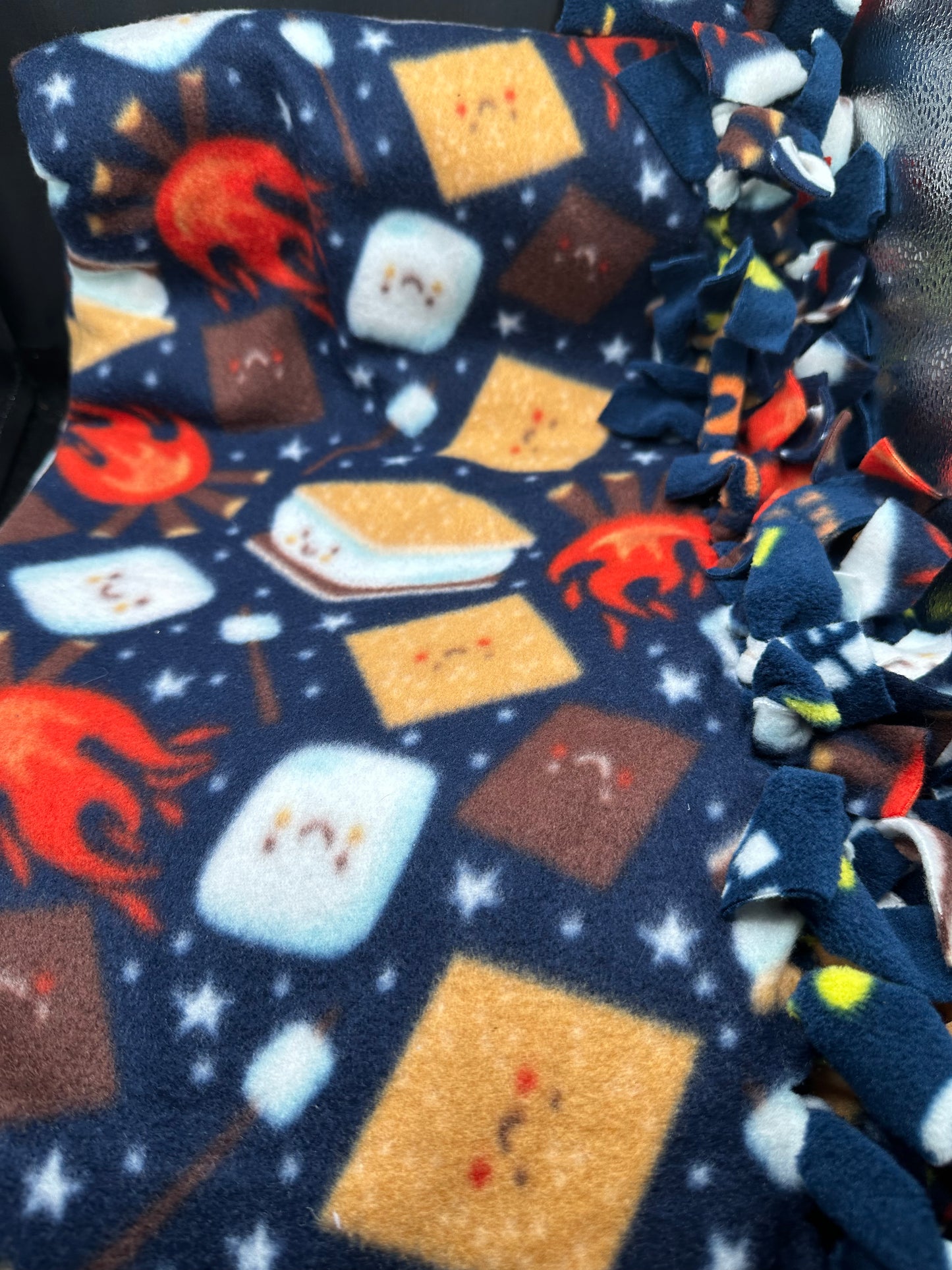 smores/camping fleece blanket