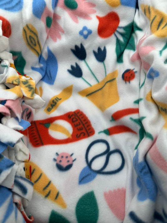 gardening and birds fleece blanket
