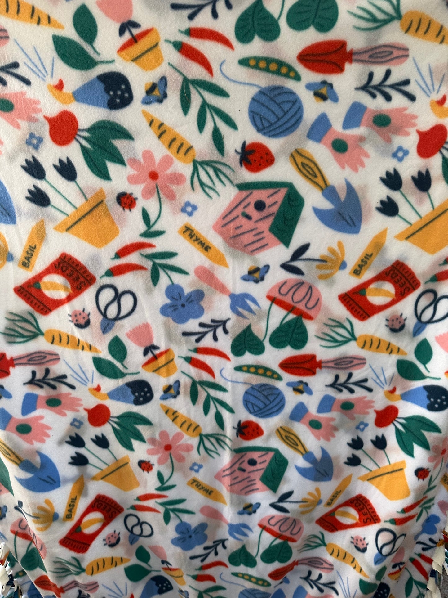 gardening and birds fleece blanket