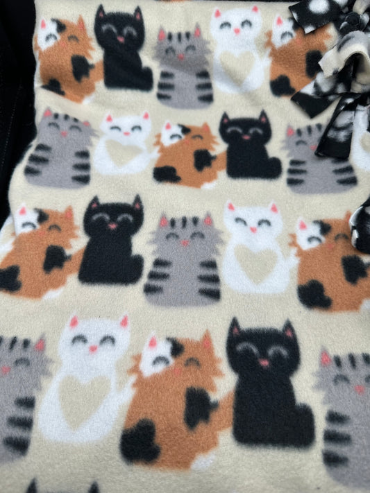 cats in a row - tan fleece blanket
