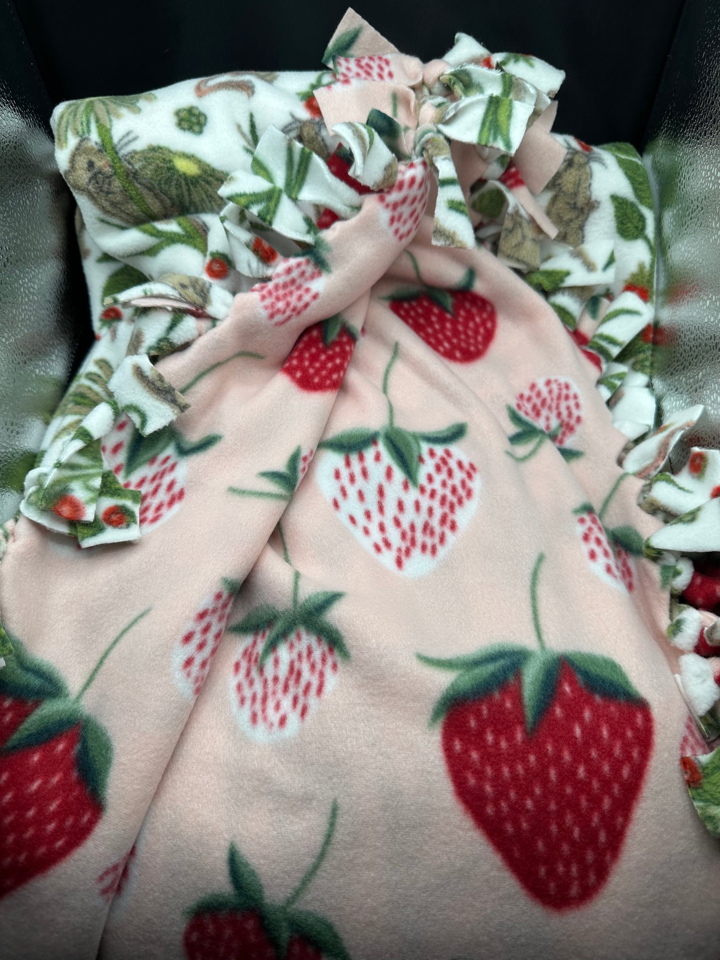 mice & strawberries fleece blanket