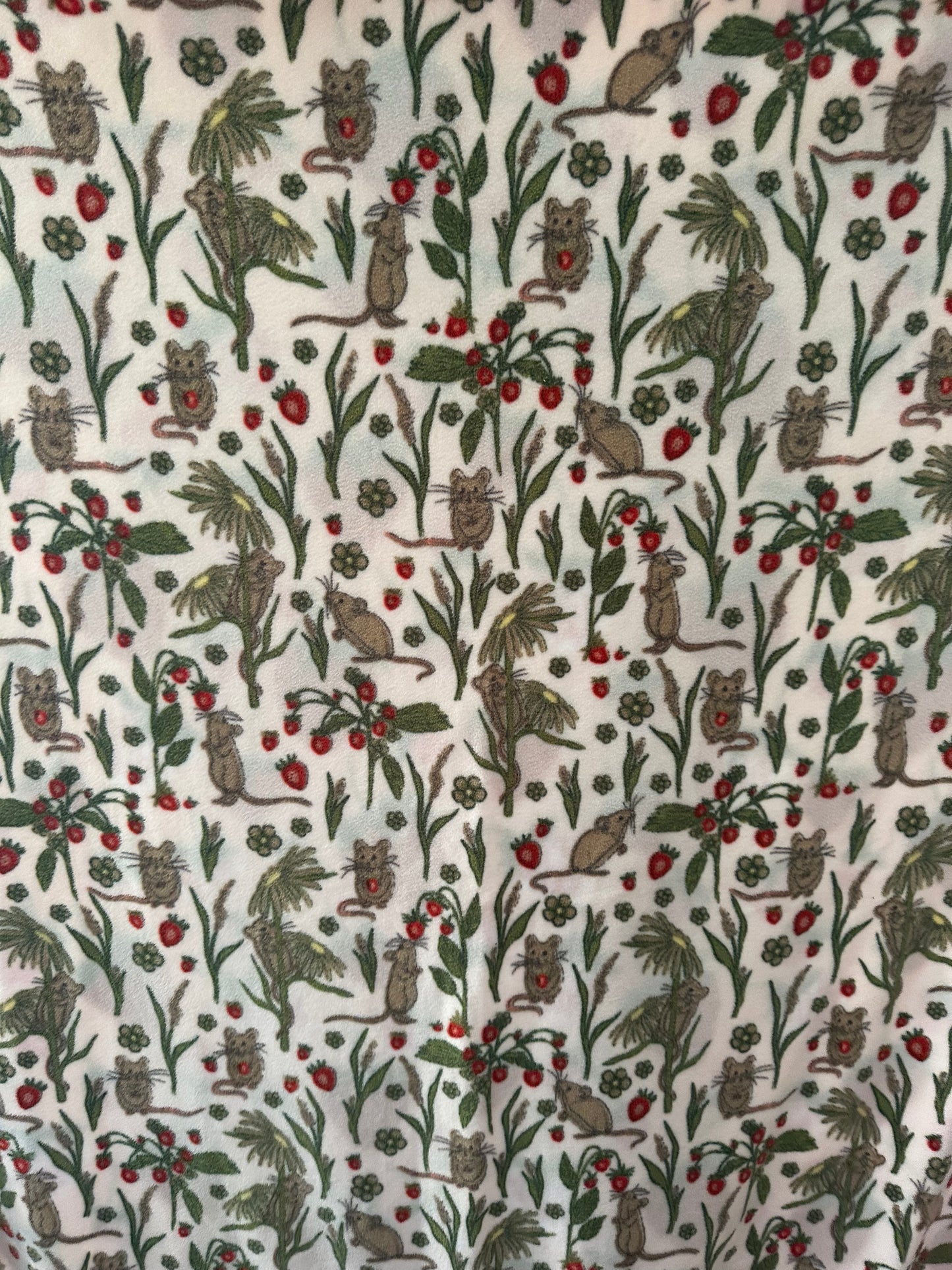 mice & strawberries fleece blanket