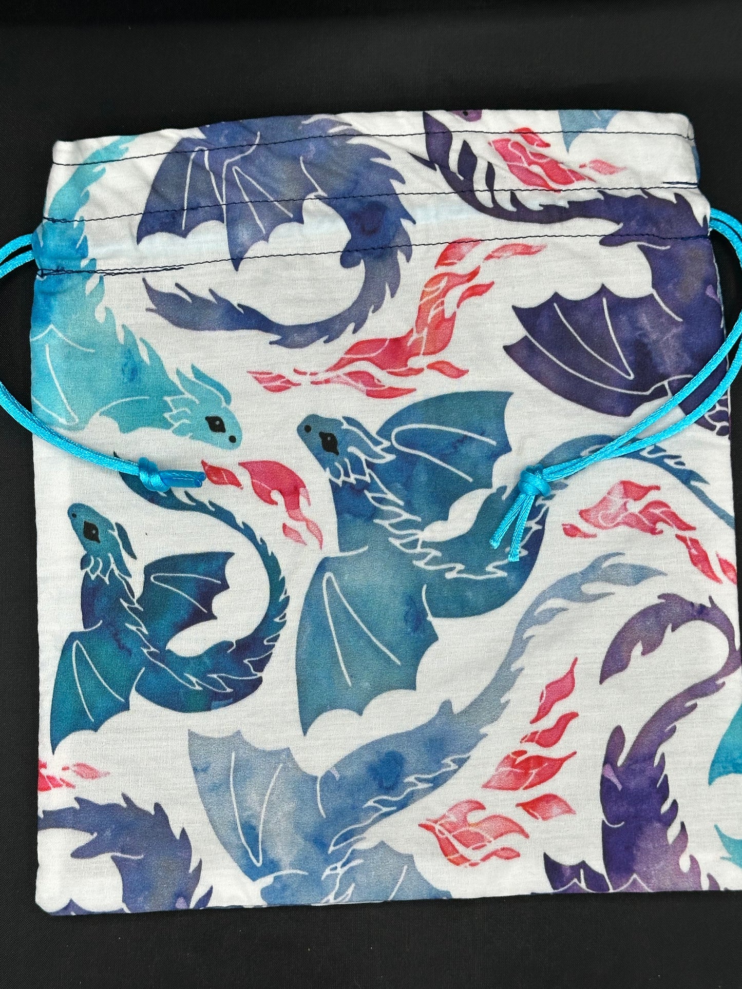 purple & blue dragons draw string bag