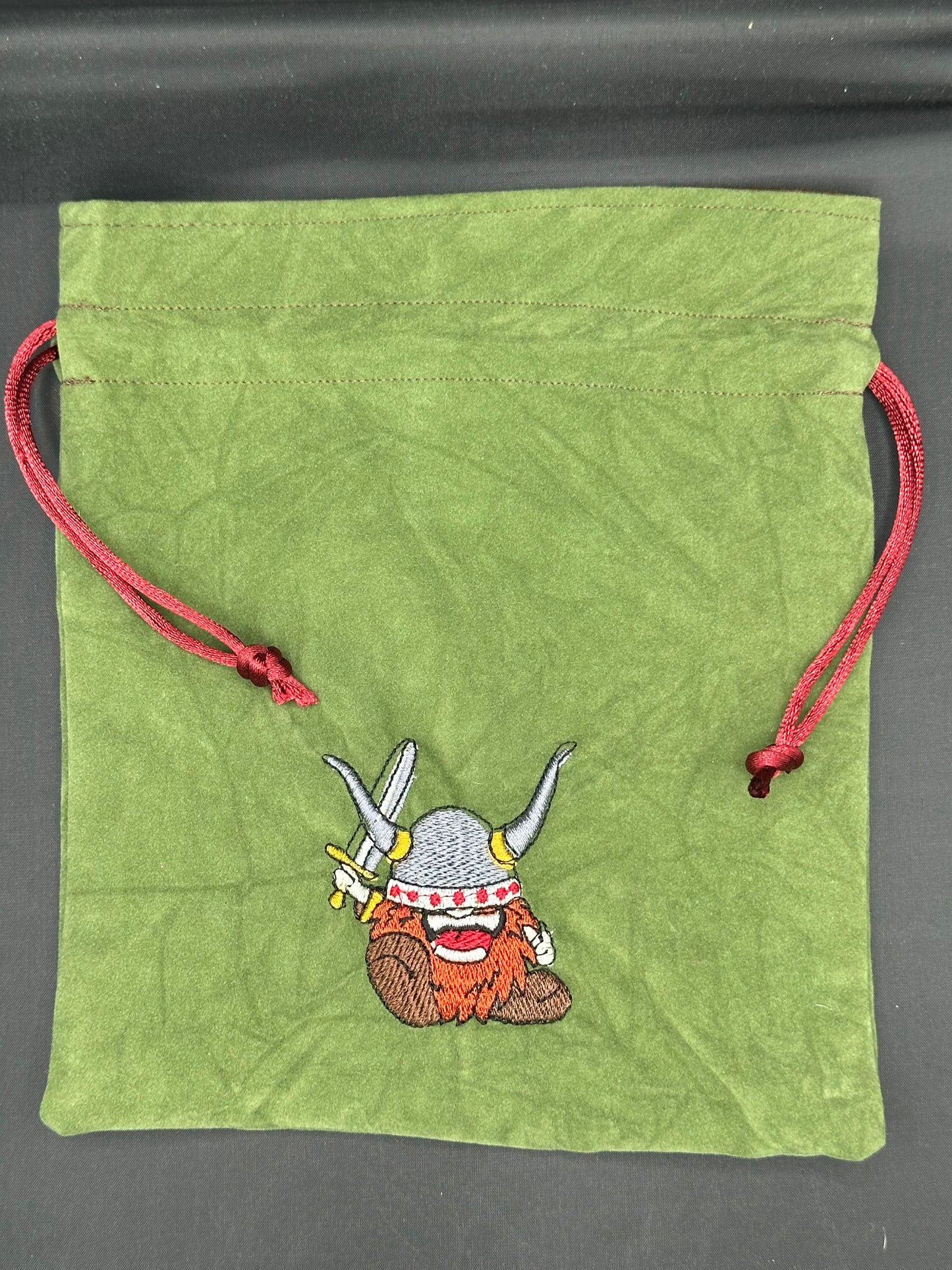 embroidered Viking draw string bag