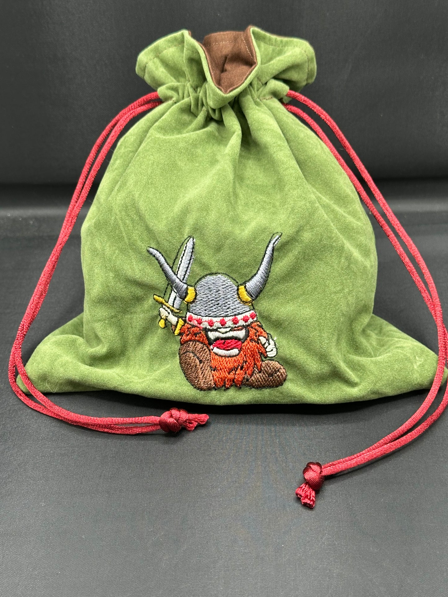 embroidered Viking draw string bag