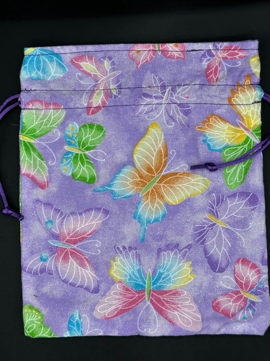 butterflies on purple draw string