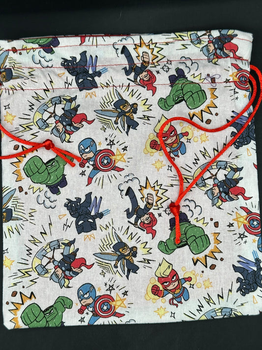 Super heroes cartoon draw string bag