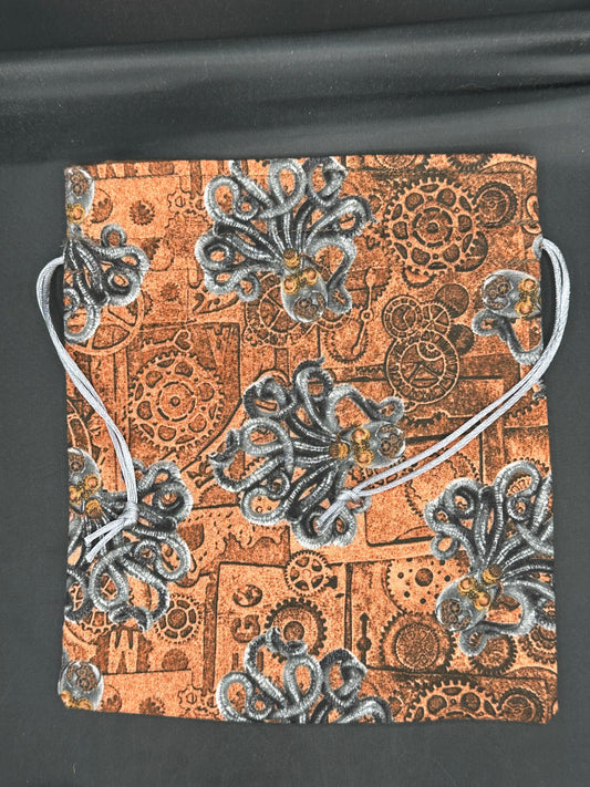 steam punk octopus draw string bag